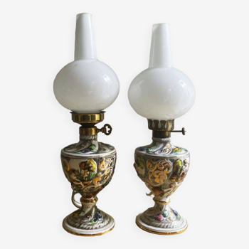 Pair Portuguese porcelain table lamps limited numbered by Alconaca