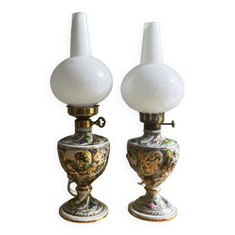Pair Portuguese porcelain table lamps limited numbered by Alconaca