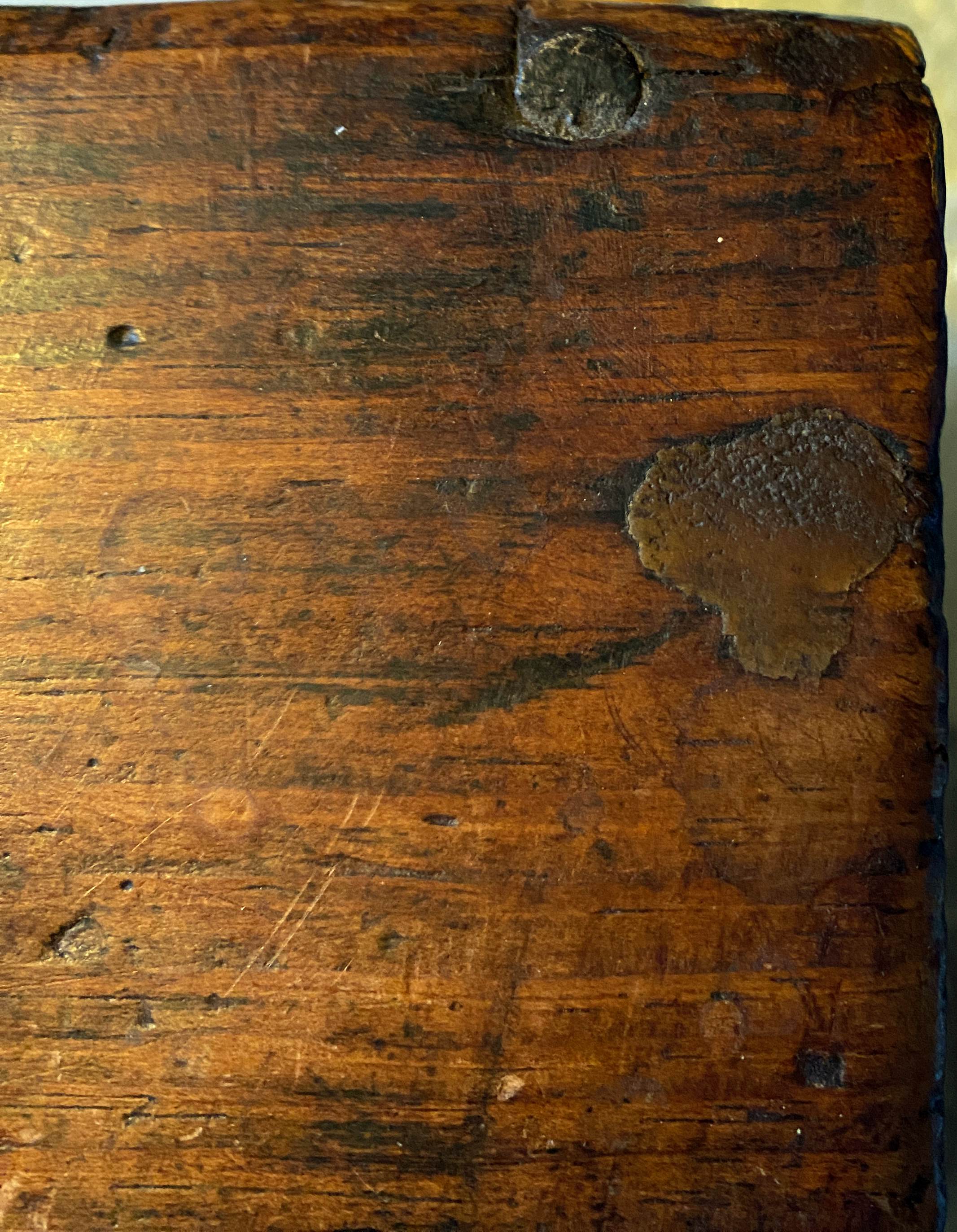 Old wooden chest with carved rosettes regionalism folk art