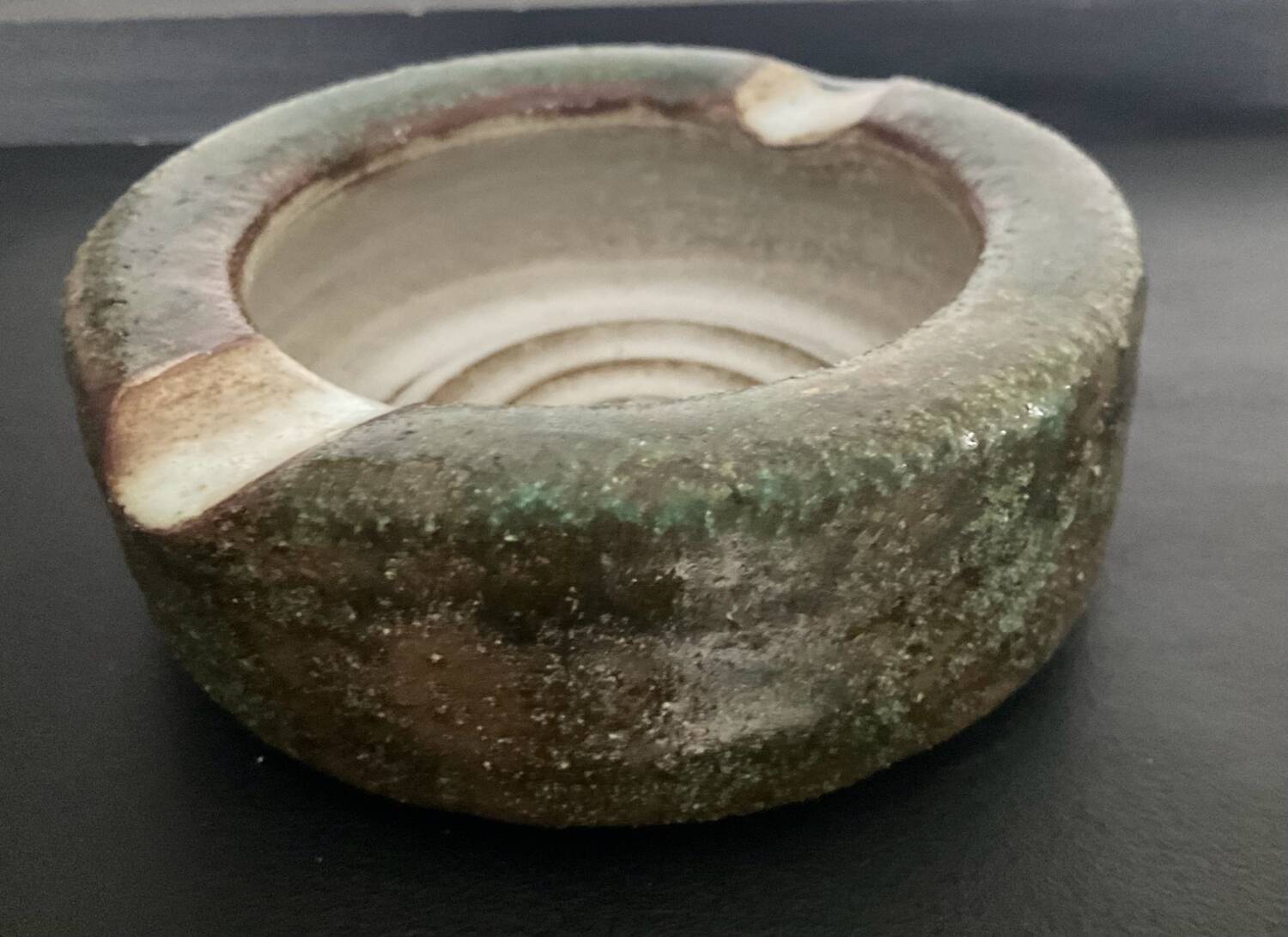 Vintage glazed terracotta ashtray