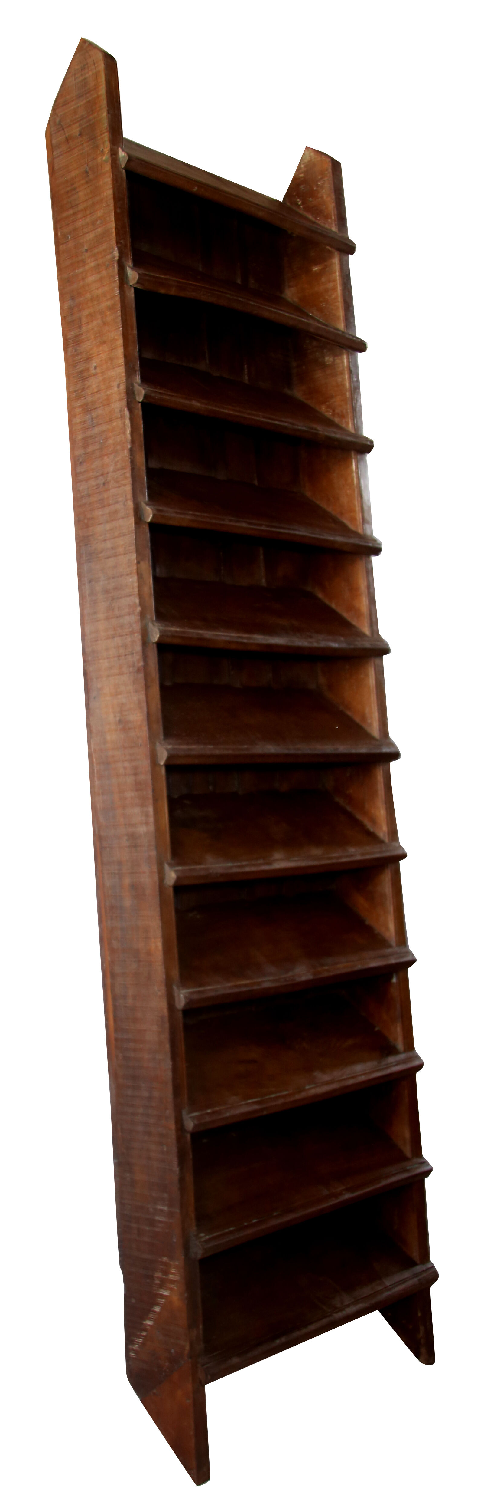 Old straight staircase in Burmese teak