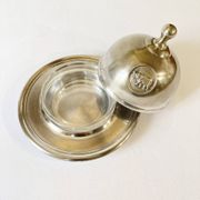 Silver-plated butter dish with elephant motif