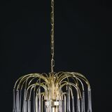 Lady Grace, Chandelier with Pink and Transparent Pendants, Murano Glass, 19