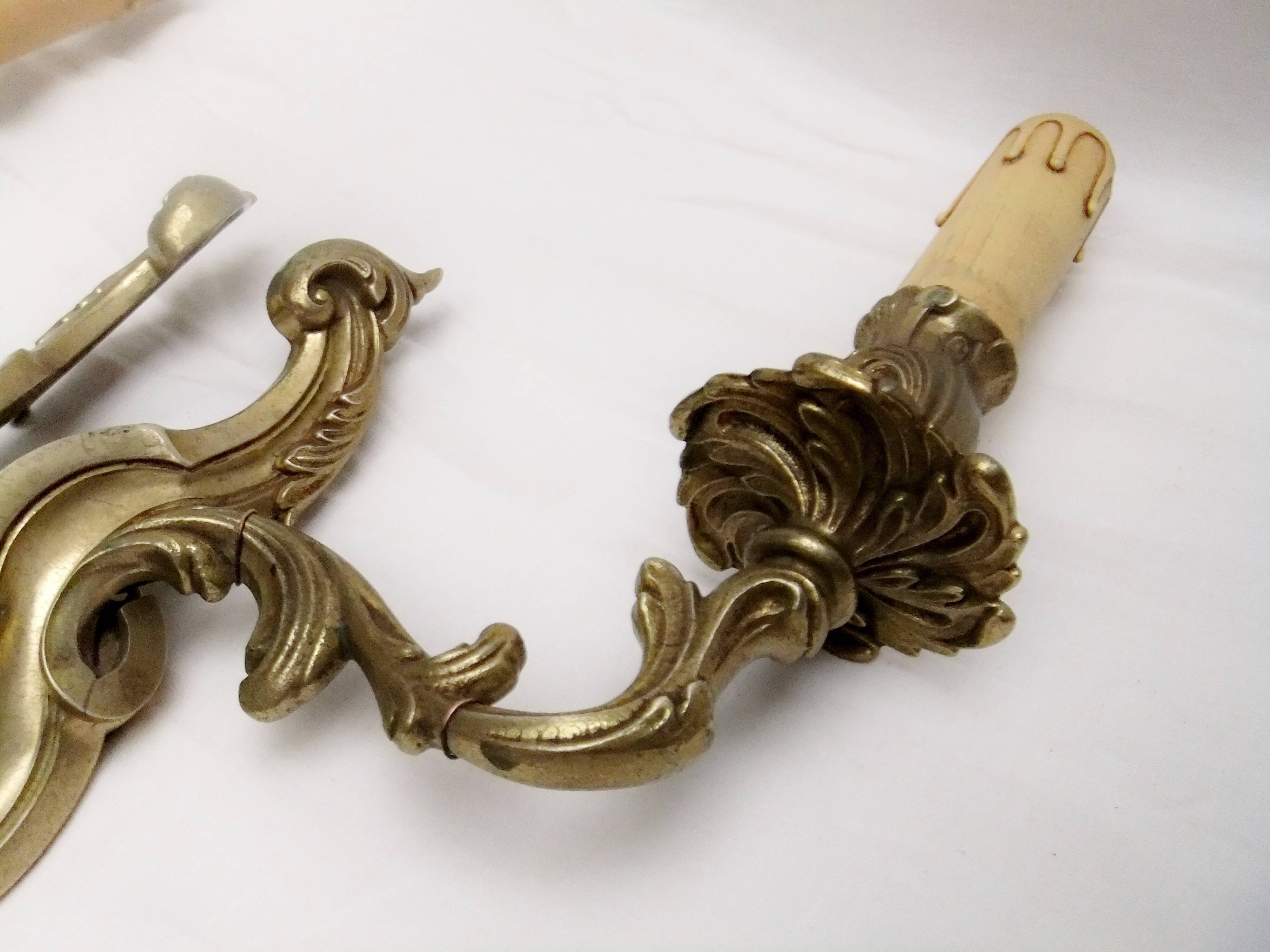 Wall light pair solid bronze Registered Model candle holder