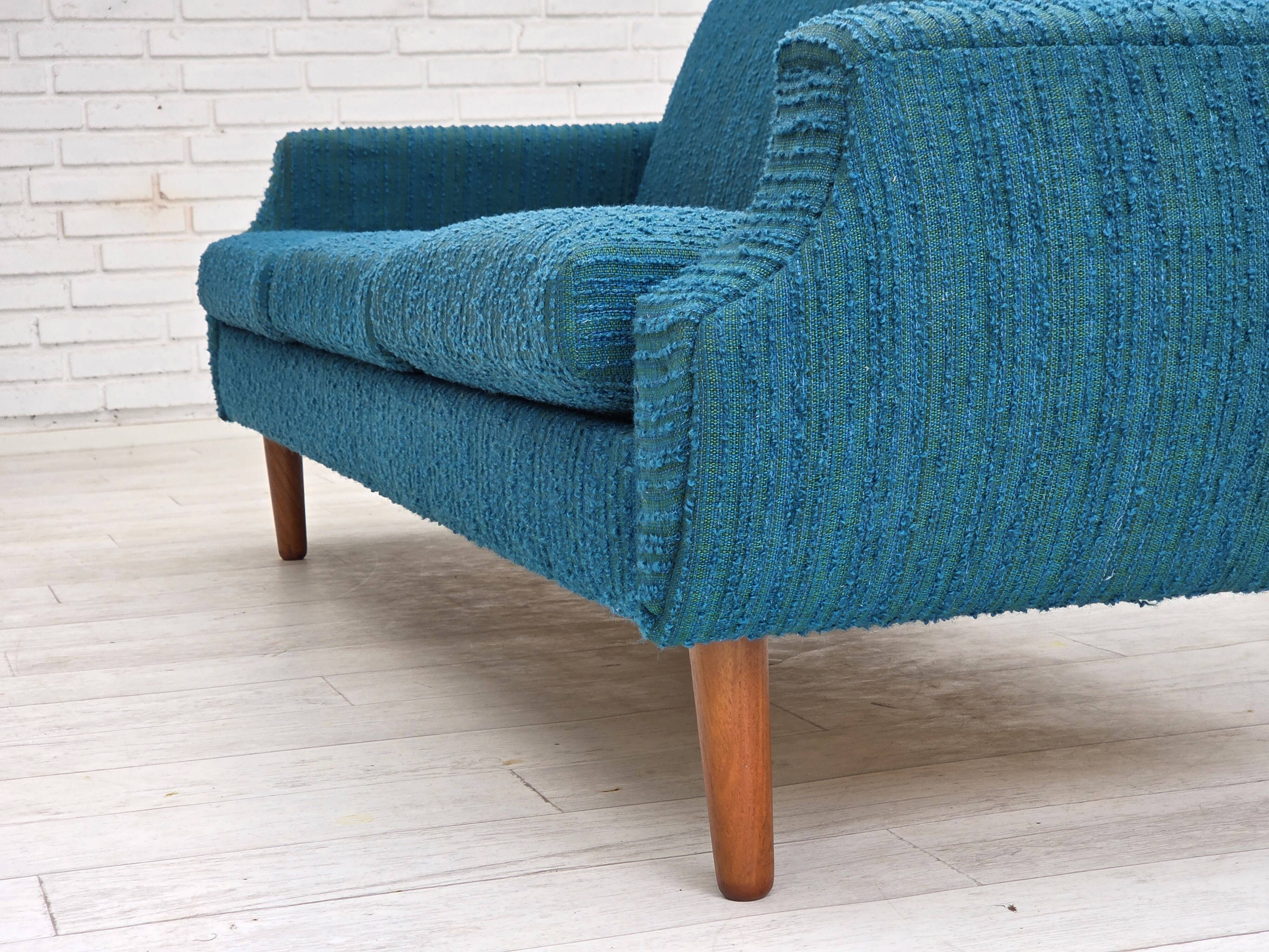 1970s, Danish 3-seater sofa, furniture wool, teak wood.