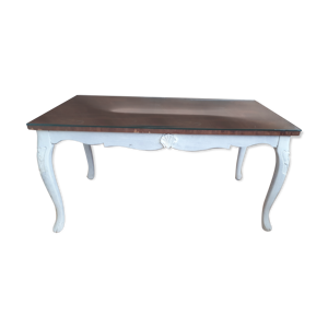 Table basse bois patiné blanc style shabby chic