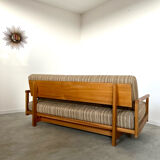 Old wooden sofa vintage brutalist design 60s