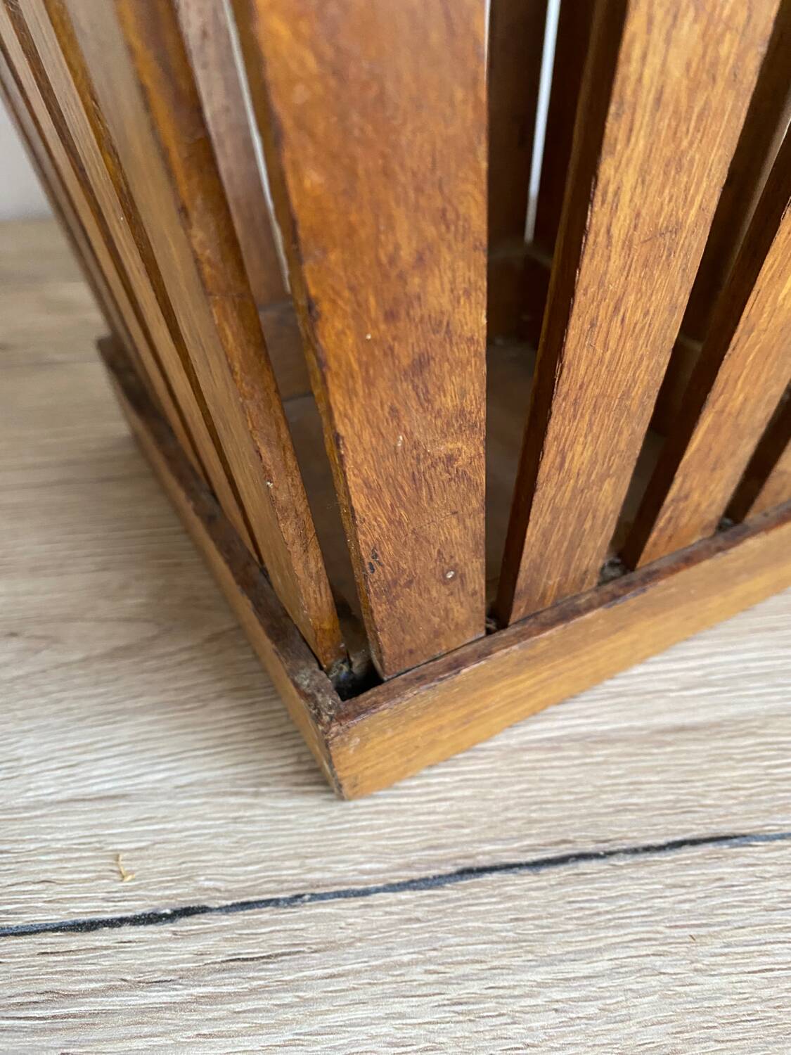 Old art deco basket style Frank Adnet design slatted waste paper basket