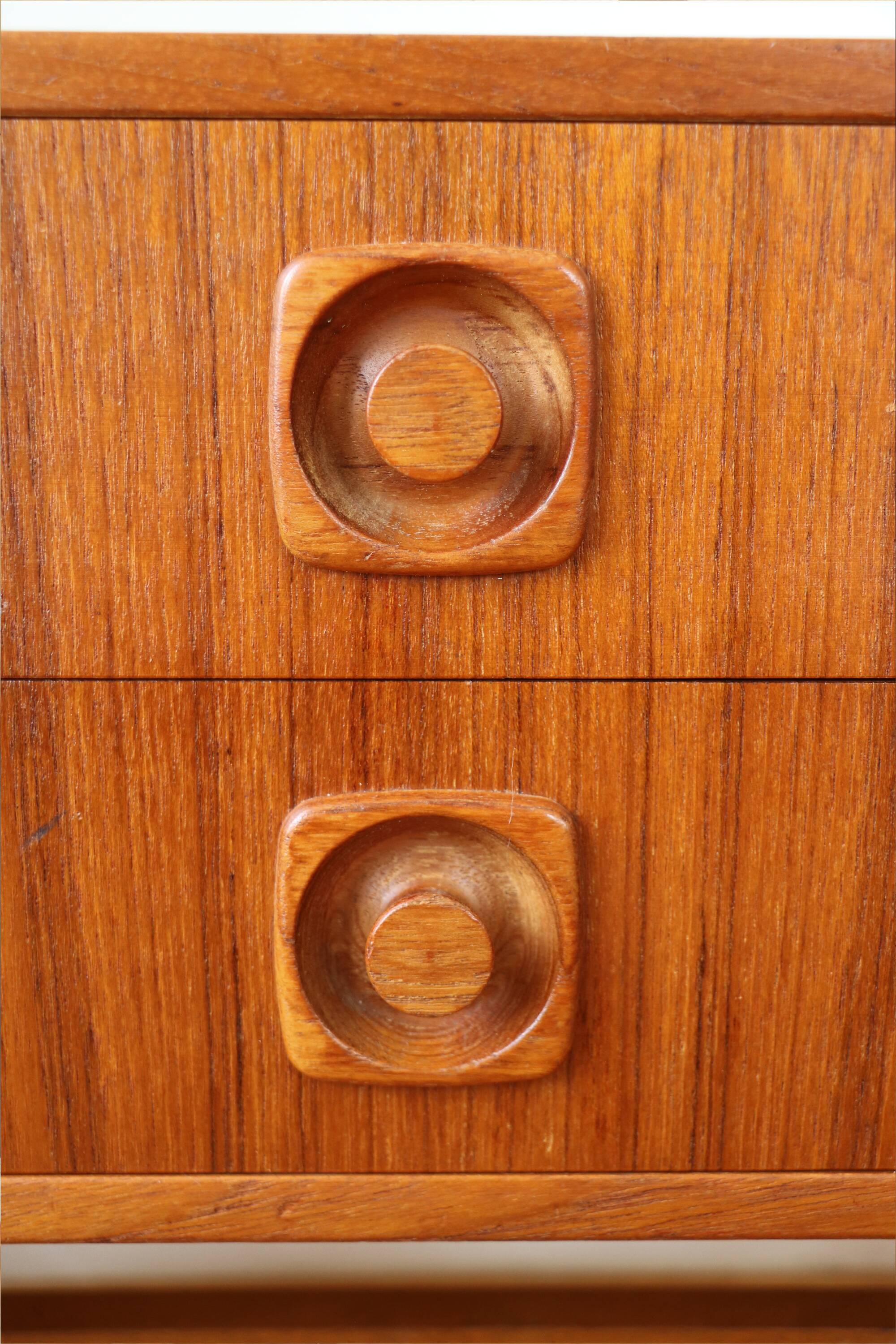 Bedside table, small Scandinavian chest of drawers, 1960, teak.