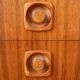 Bedside table, small Scandinavian chest of drawers, 1960, teak.