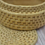 Set of 6 wicker coasters with their storage box