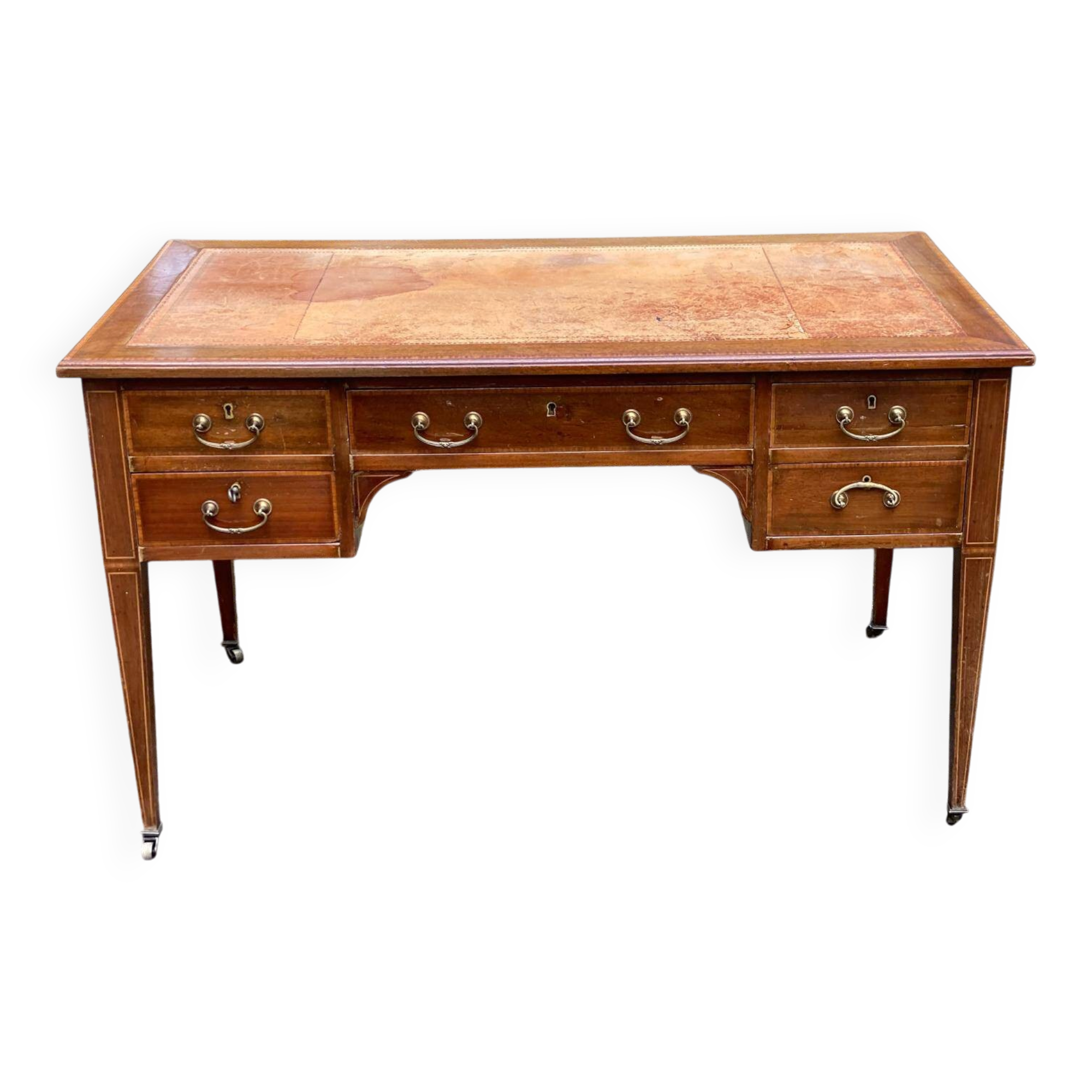 Bureau Louis XVI en bois  et cuir du 19ème