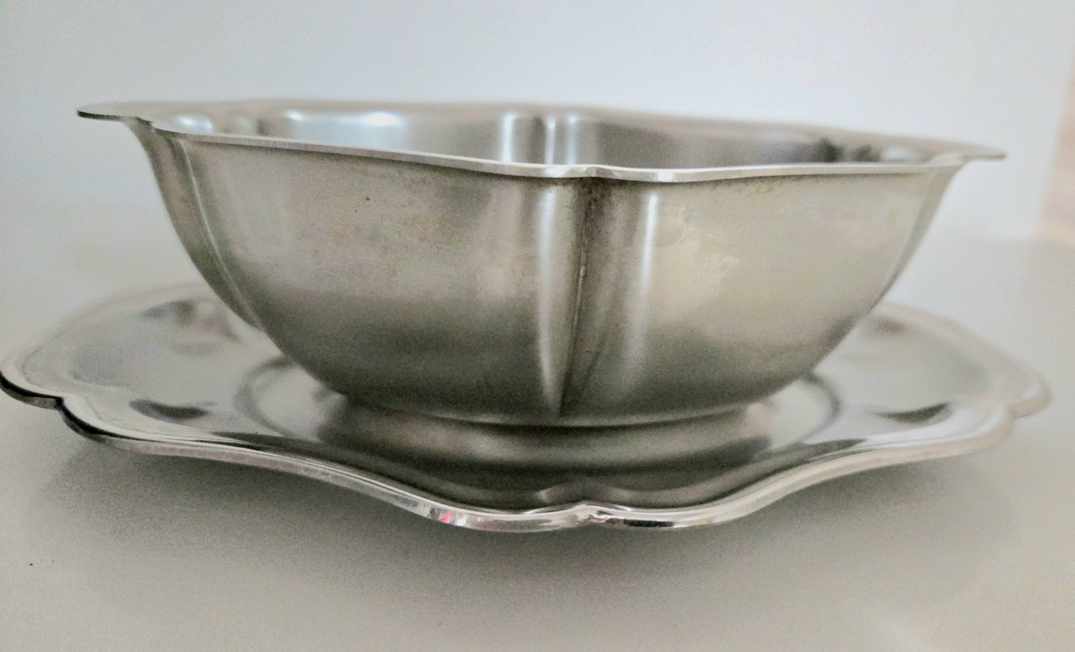 Patinated stainless steel sauceboat