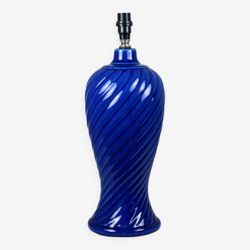 Pied de lampe bleu colbalt roi en céramique