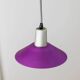 Metal retro pendant – postmodern Memphis style from the 1980s, purple, silver, green, striped cable, Pop Art interior, vintage light fixture