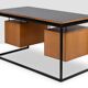 Desk in oak and lacquered metal 1970s