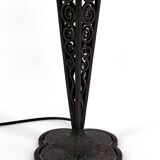 Lampe Champignon en Fer Forgé et Abat-jour en Pâte de Verre Soufflée, 1920