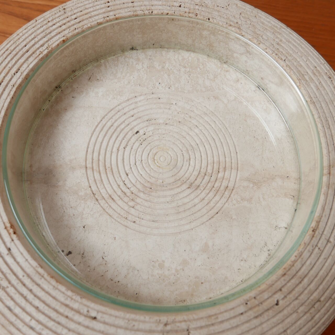 Travertine and glass bowls