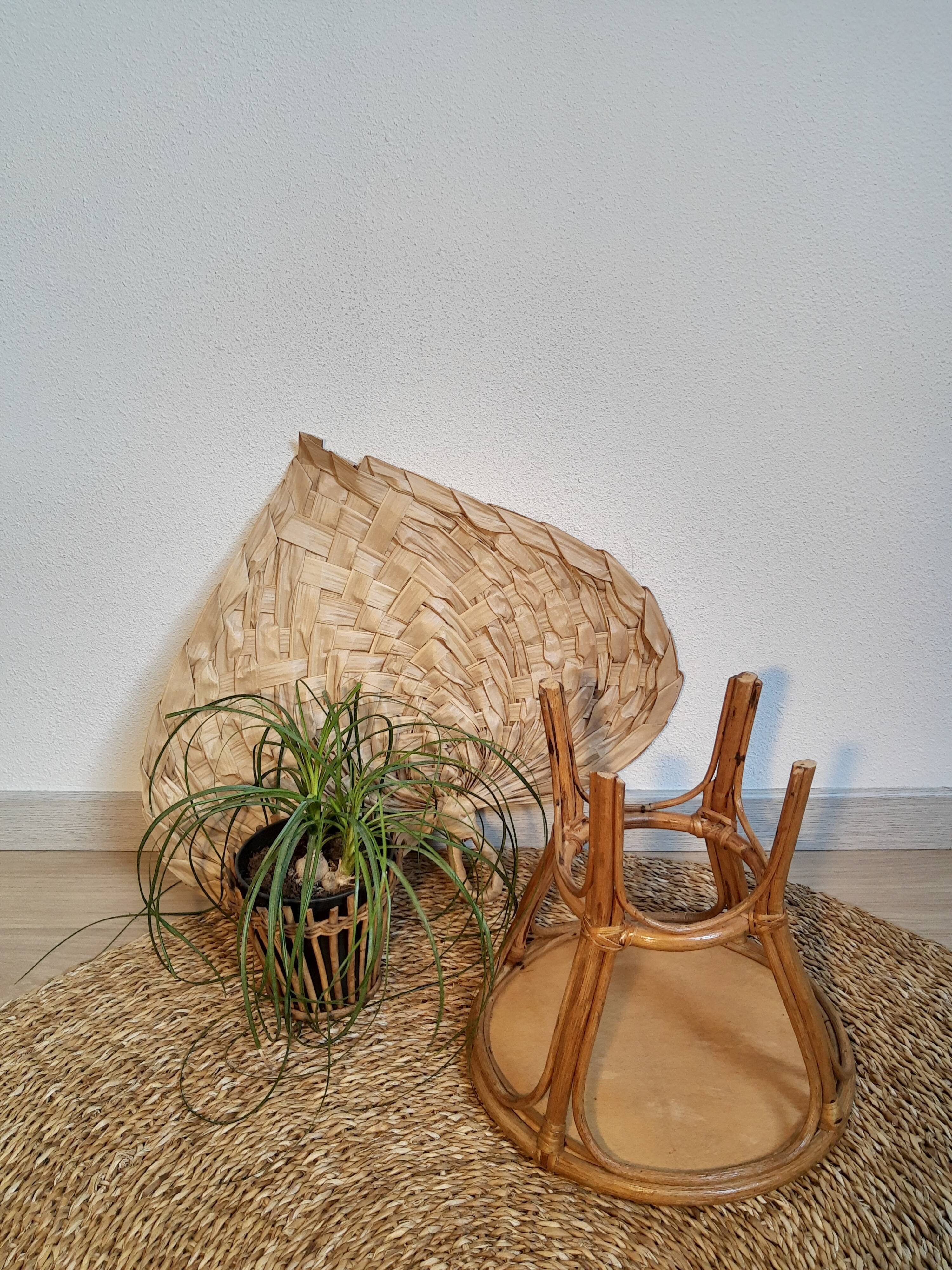 Plant holder in rattan and vintage bamboo