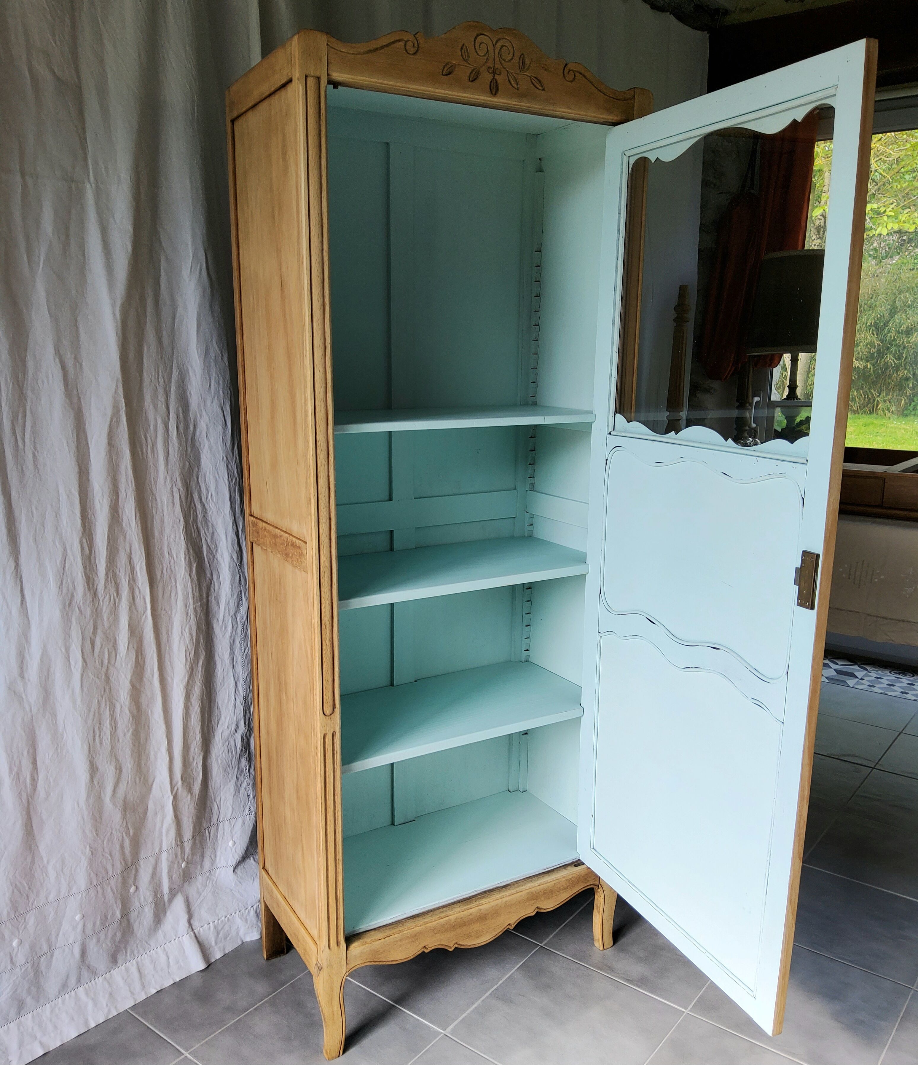 Carved and glazed wardrobe