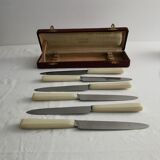 Box of 6 stainless steel knives bakelite handle