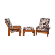 Pair of Danish teak armchairs and footrests, 1960