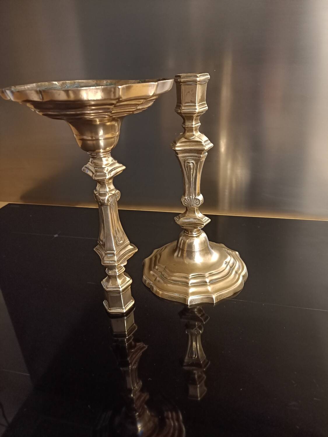 Regency candle holders in gilded bronze