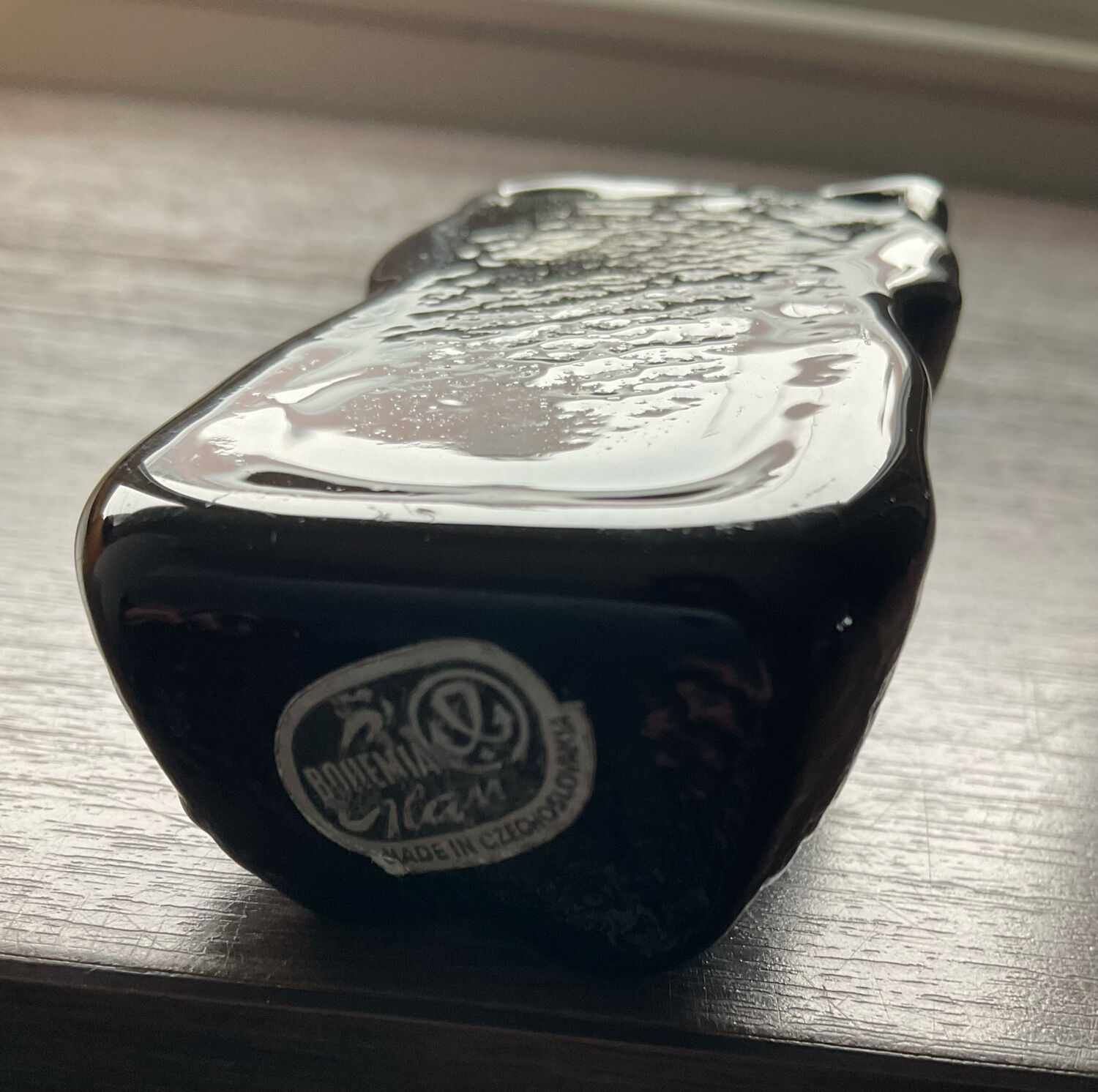 Vintage Bohemian glass bear paper press