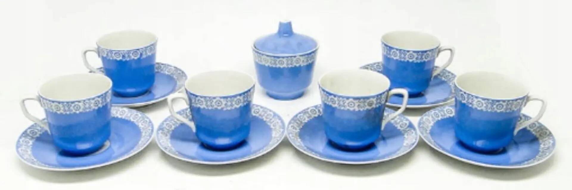 Mid-century modern coffee set, porcelain, Poland, 1970s