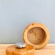 Vintage box in varnished wooden flower lid