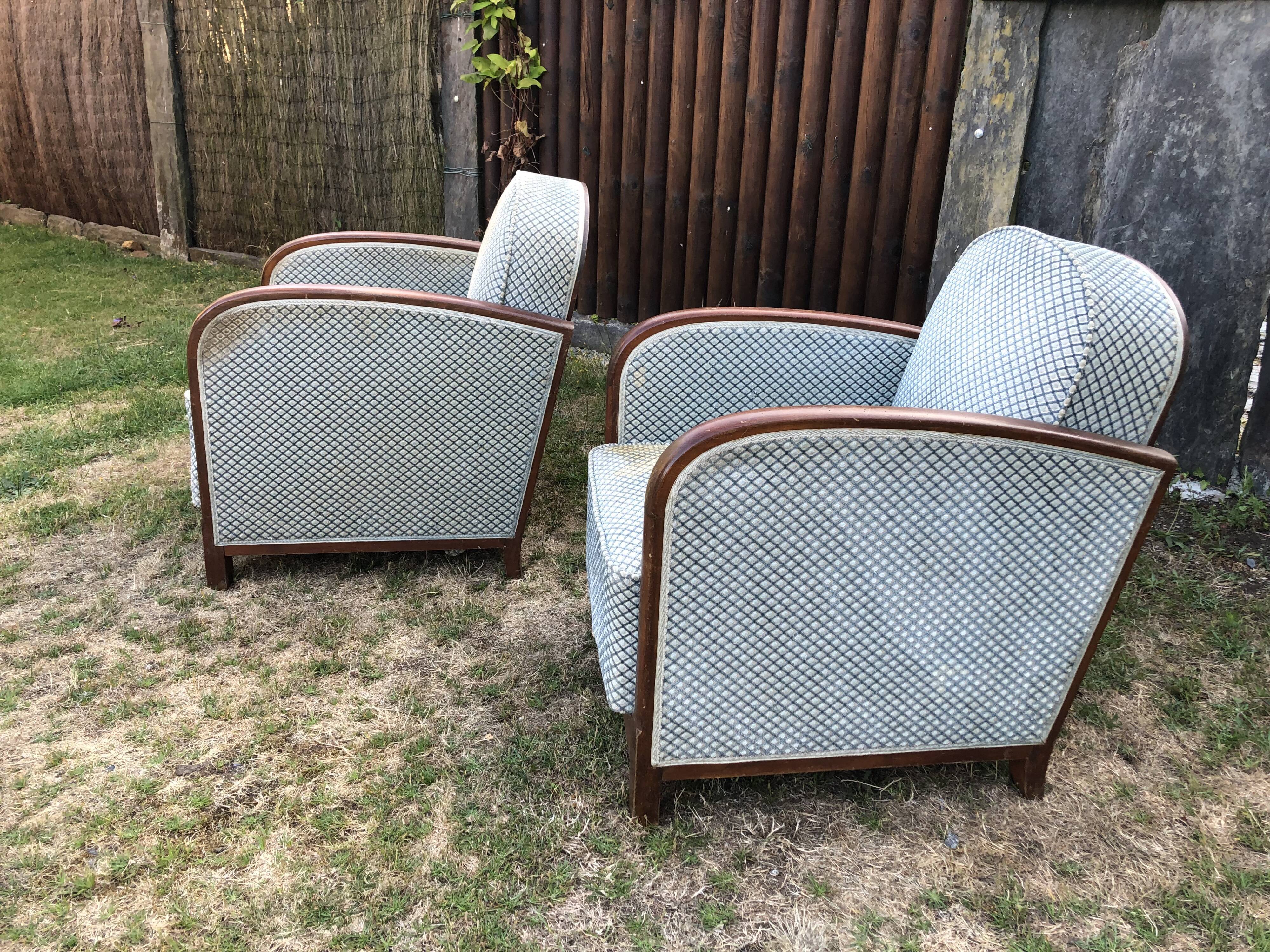 Duo de fauteuils club vintage