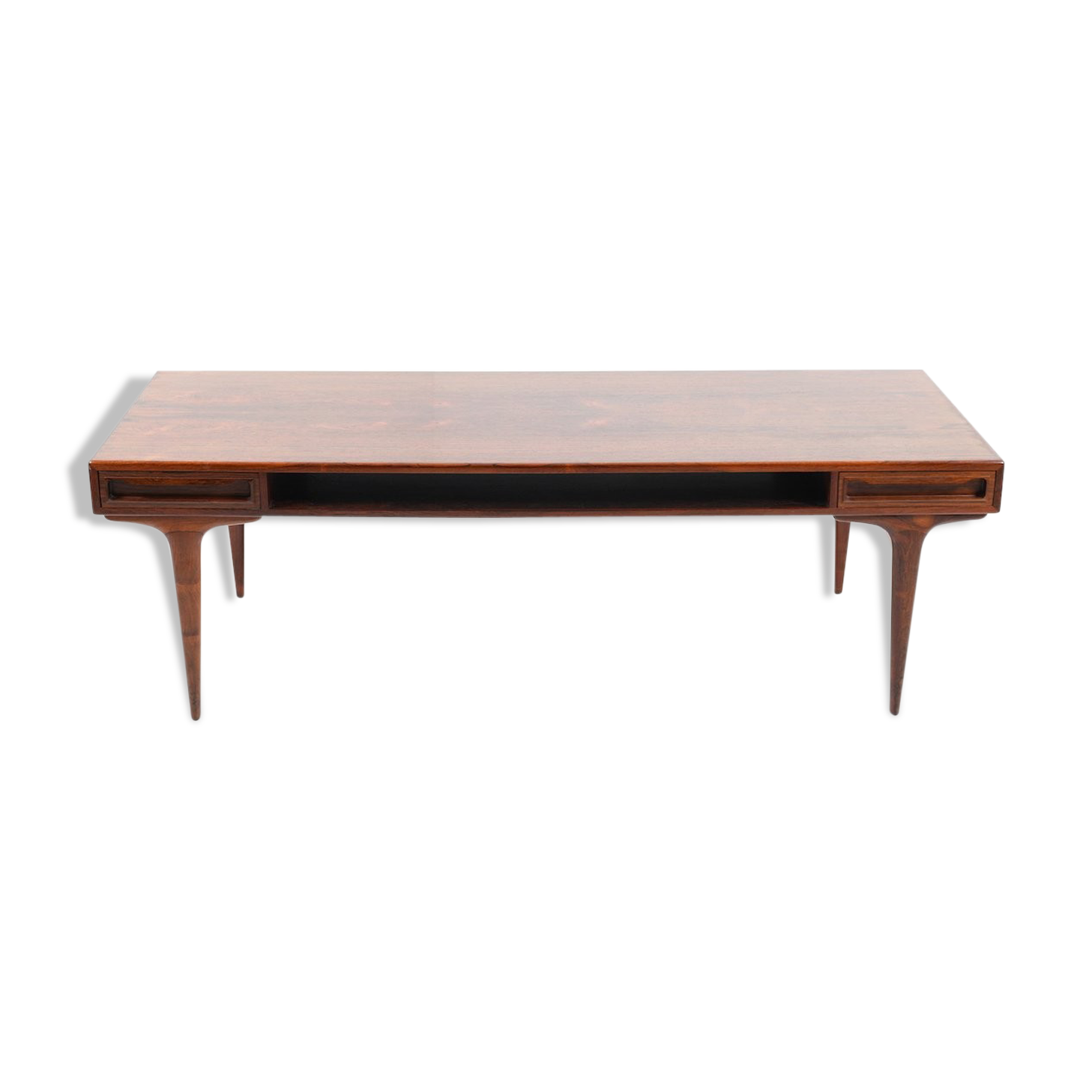 Rectangular Rosewood Coffee Table with Two Drawers, Denmark