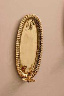 Vintage Swedish Oval Brass Wall Sconces