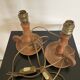 Pair of turned wooden lamp bases from the 60s
