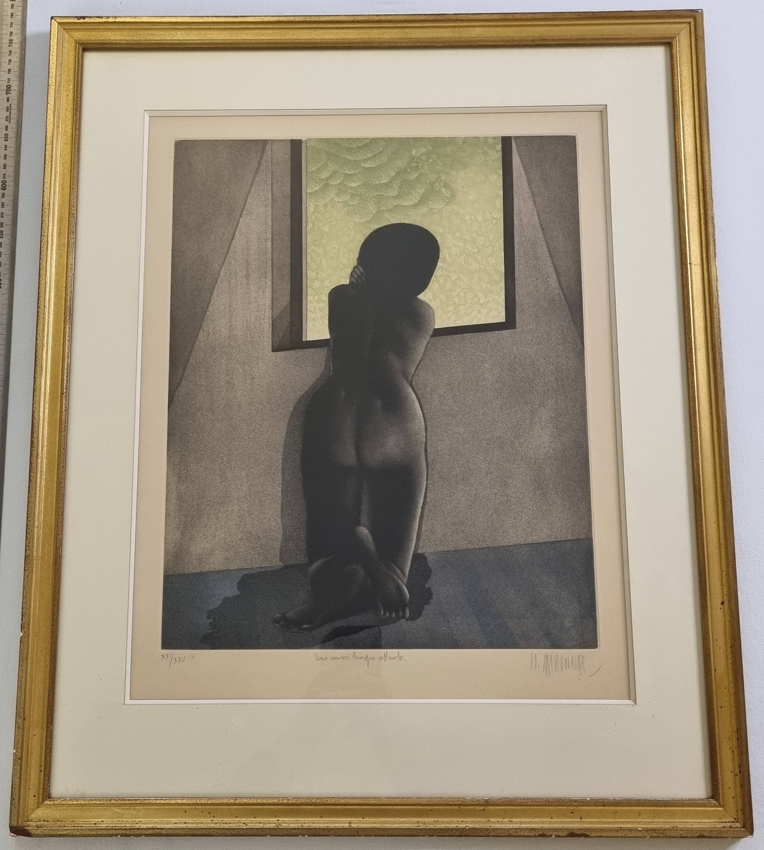 Michel Mathonnat, A Wait So Long, Signed etching, 63 x 77 cm