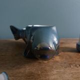 Salière poivrier moutardier zoomorphe, poisson en porcelaine