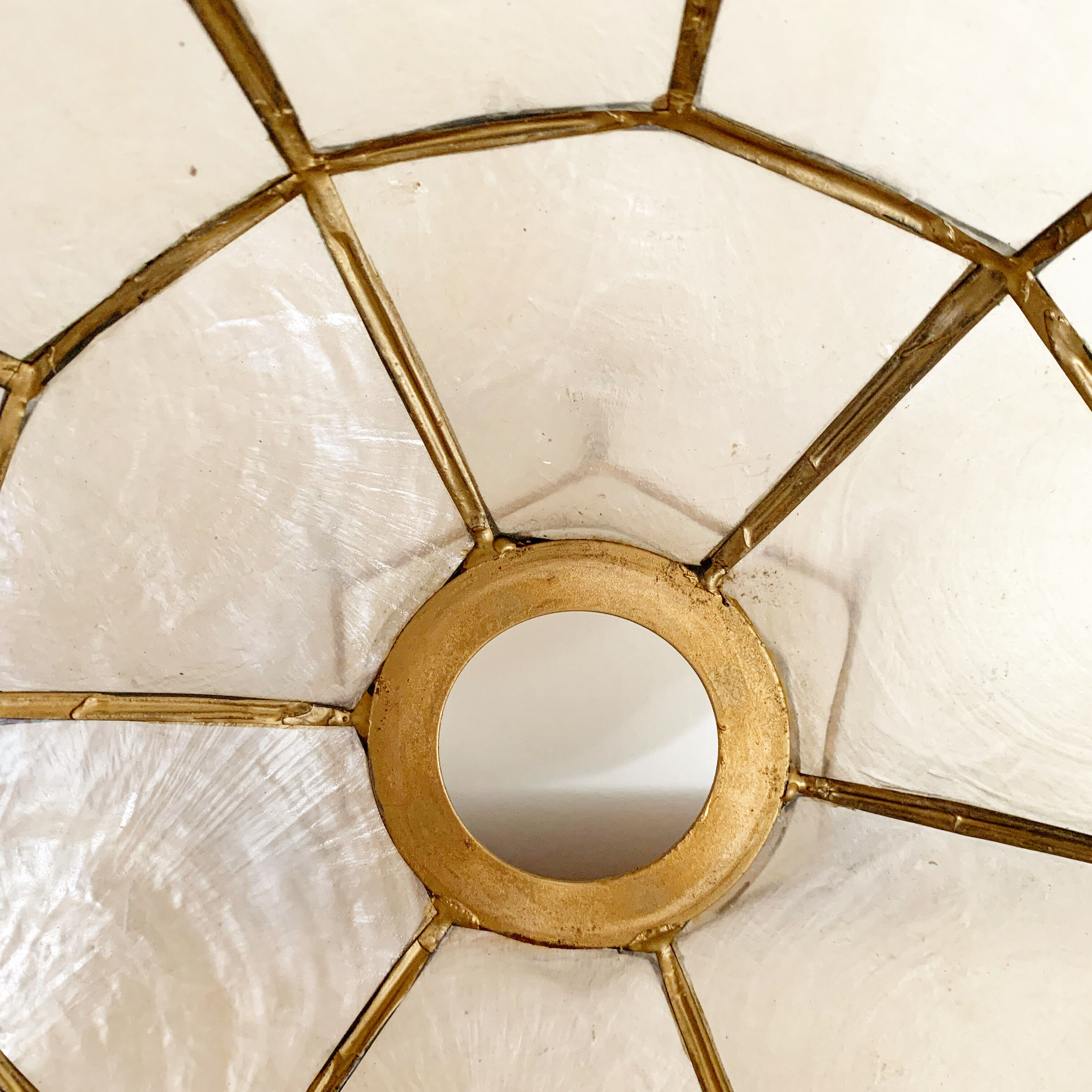 Vintage mother-of-pearl lampshade with pink flowers