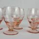 5 pink glass wine glasses