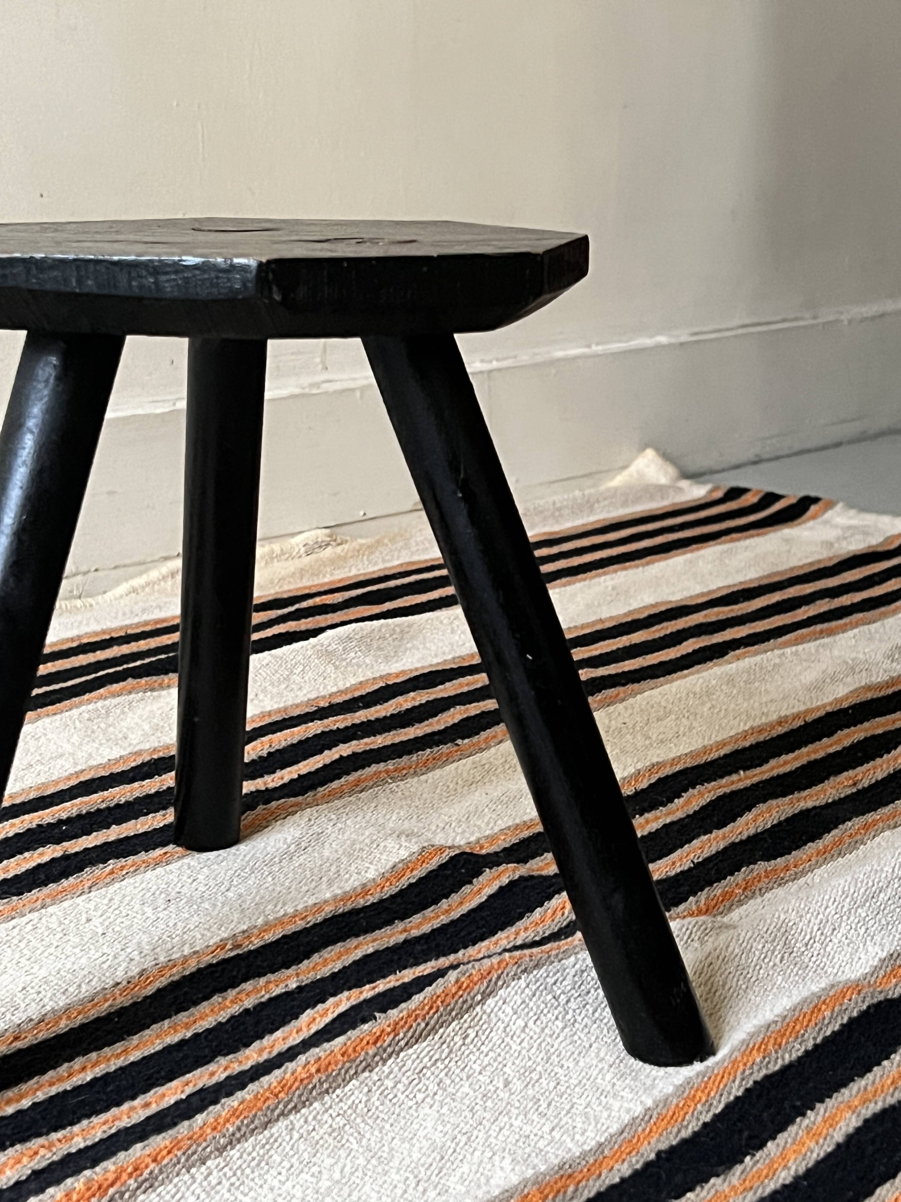 Tapis Killim 100% coton rayé beige / noir / orange
