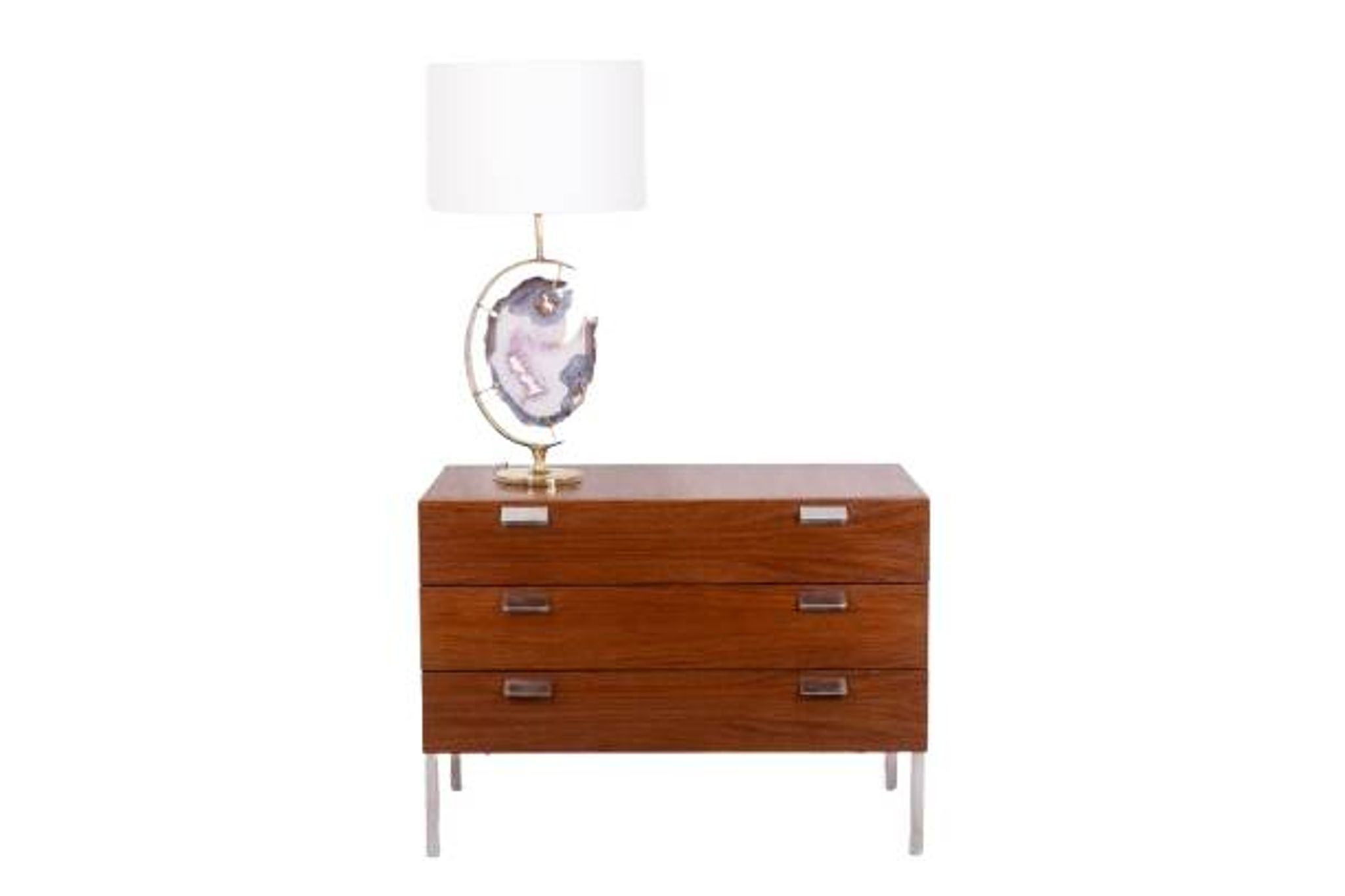 André Monpoix. Commode à 3 tiroirs en teck. Années 1960.