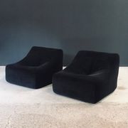 Mid-Century Modern French Corduroy Lounge Chairs, 1970s, Set of 2