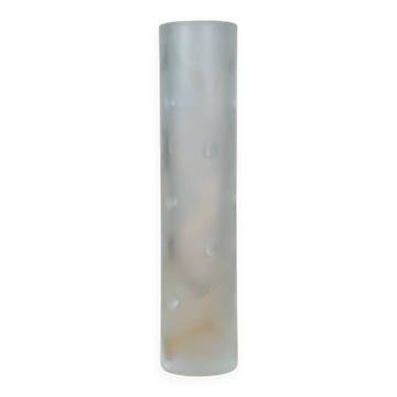 Vase en verre artistique givré artisanal vintage