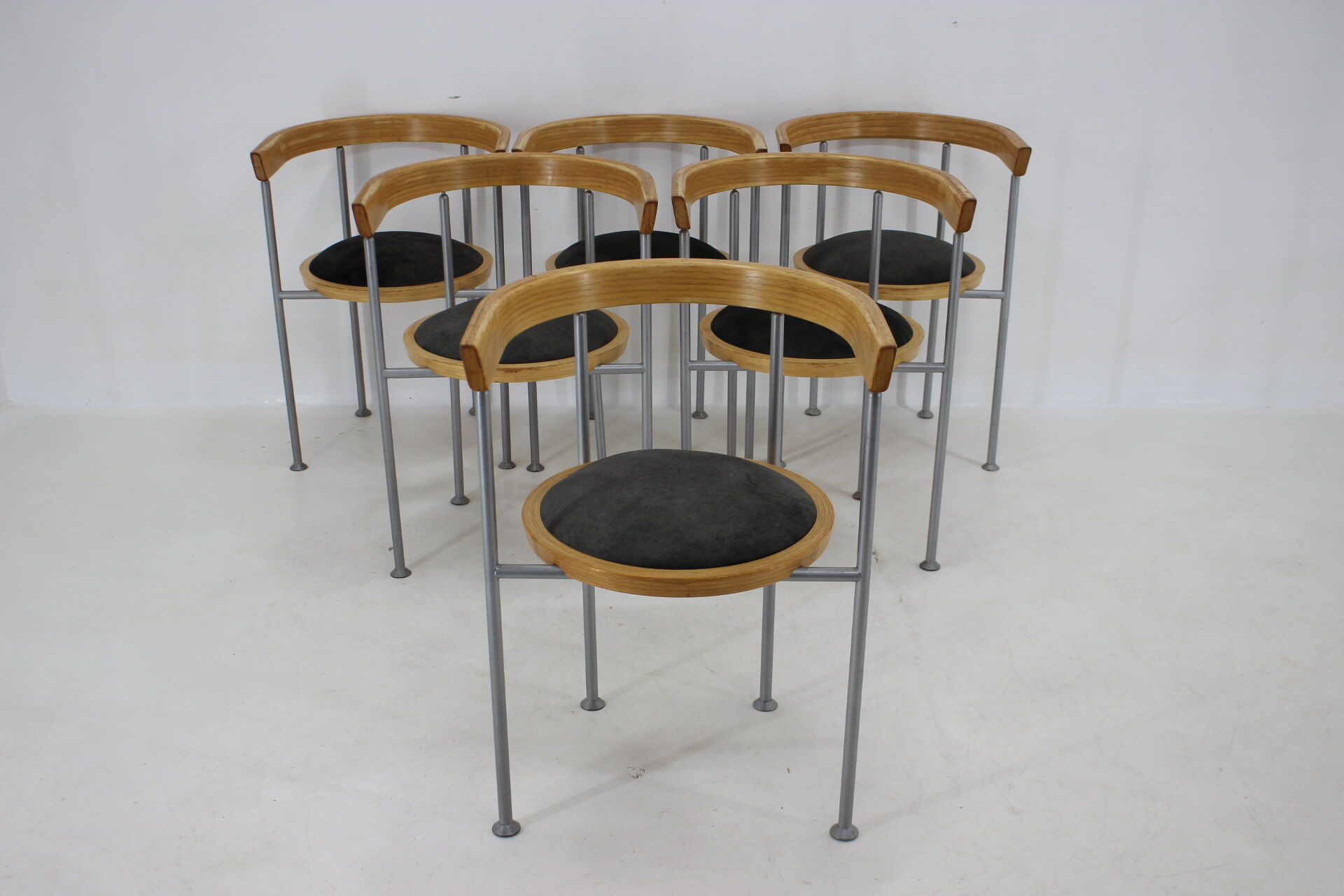 Set of 6 dining chairs by Börge Lindau for Bla Station Sweden 1990s
