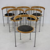 Set of 6 dining chairs by Börge Lindau for Bla Station Sweden 1990s