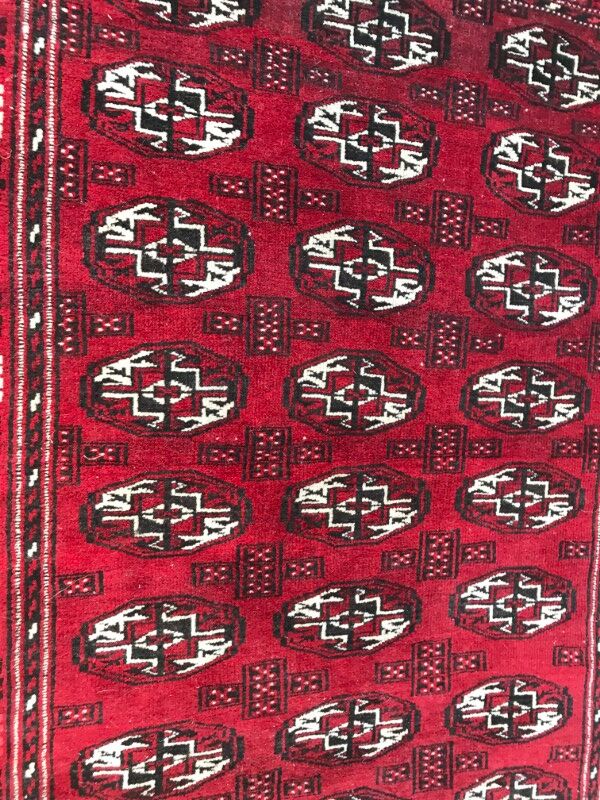 Vintage Bukhara 102 X 130 afghan turkmen carpet