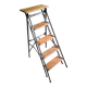 Vintage iron and wood stepladder with 5 steps