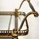 Rolling bar cart in brass and glass, mid-century, Italy