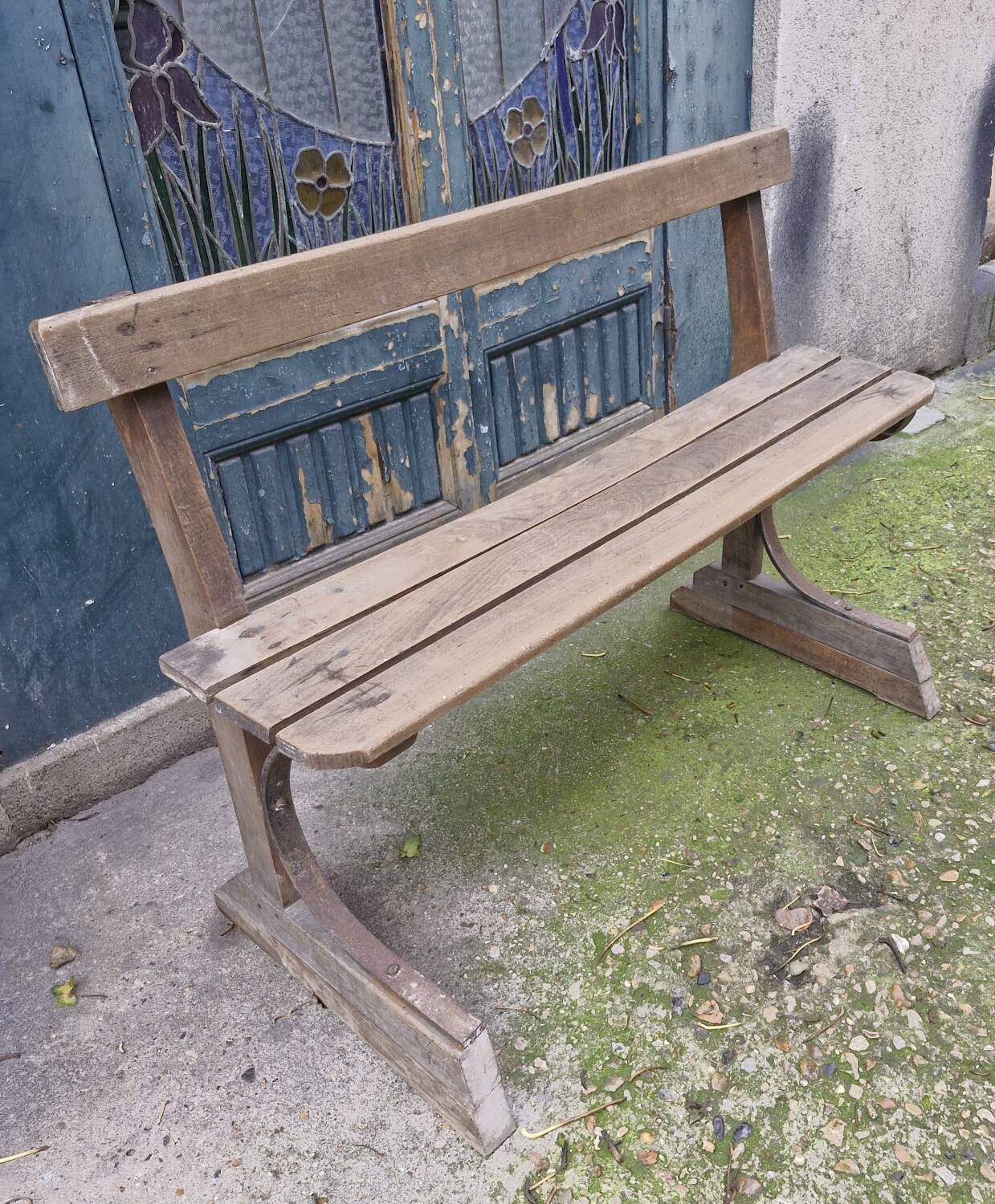Antique wooden bench, France 19th century