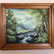 Tableau paysage de montagne et torrent