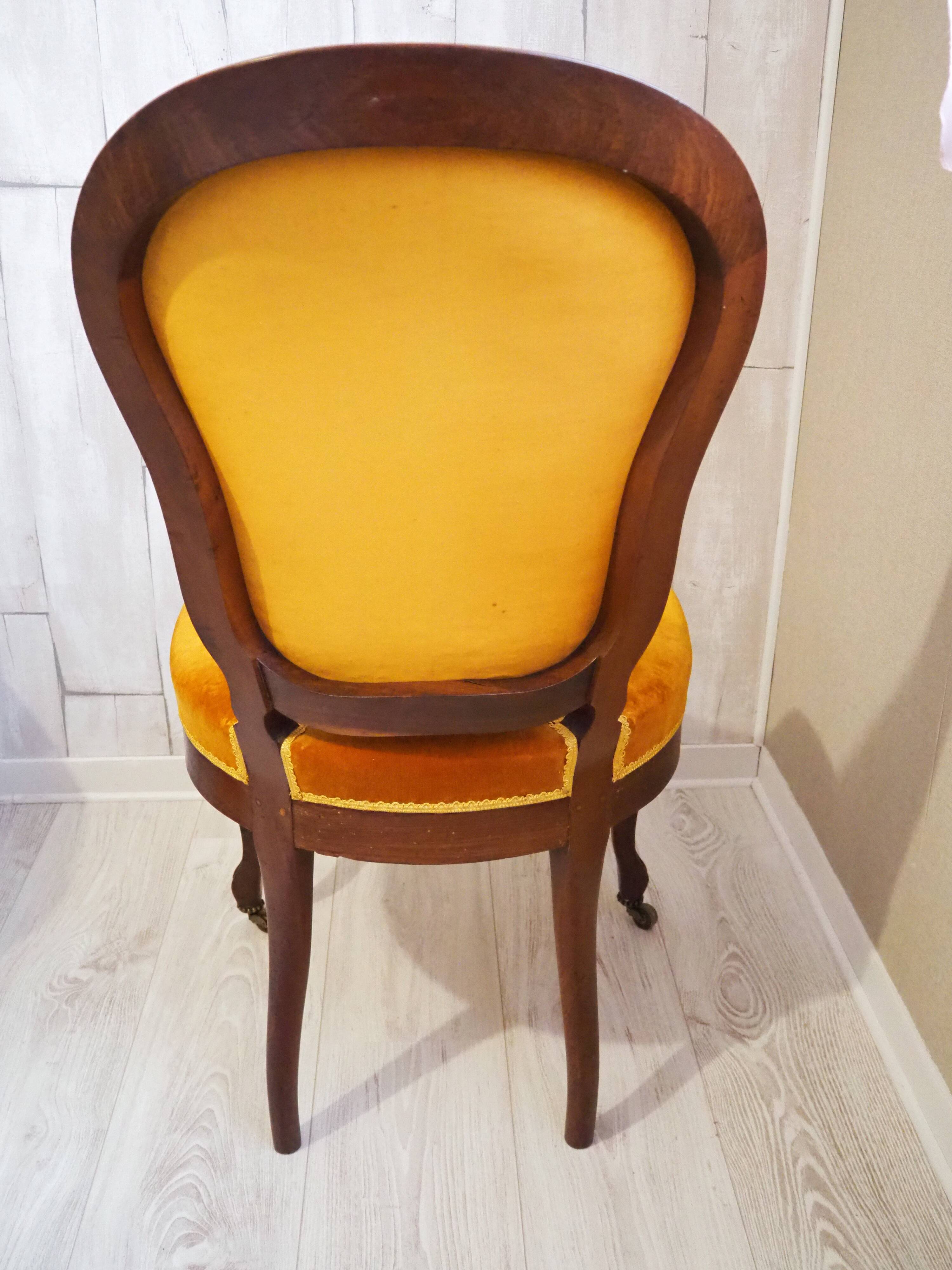 Antique Louis Philippe style padded chair - Wooden structure and horsehair padding - Color m